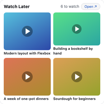 The Watch Later Widget on the Home